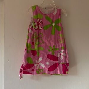 Floral Pink and Green Sleeveless Dress